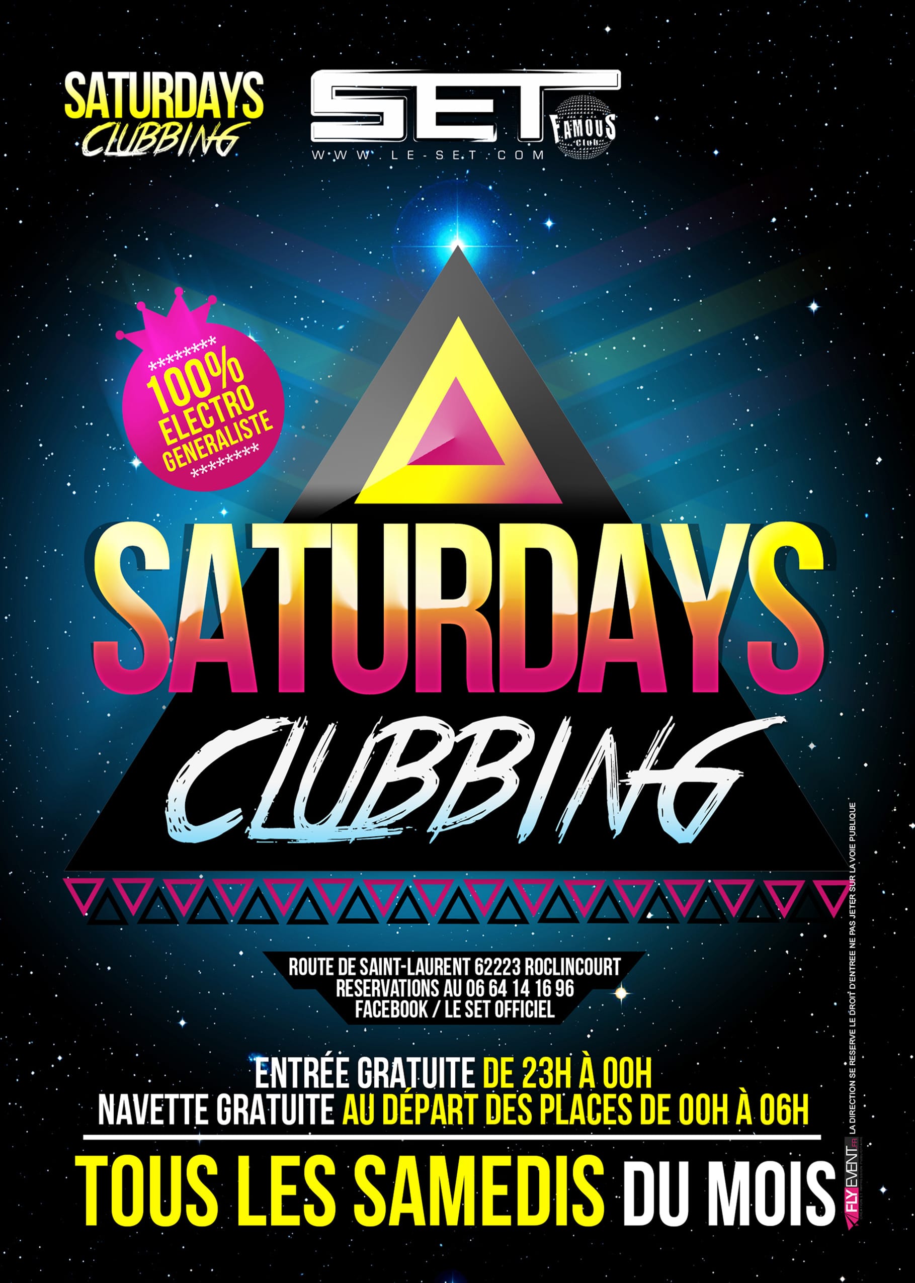 Flyer Saturdays Clubbing au SET à Arras